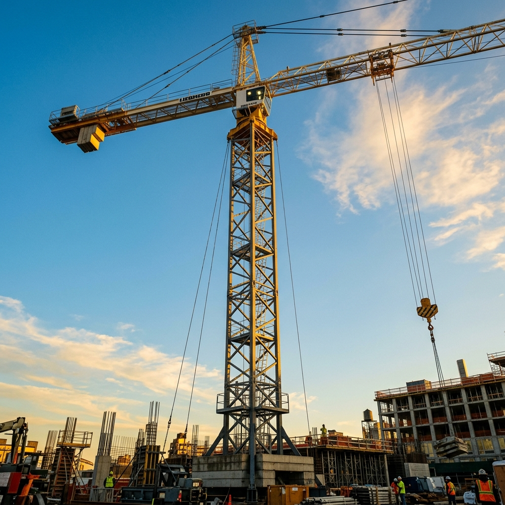 Tower crane over a general contractor's active job site